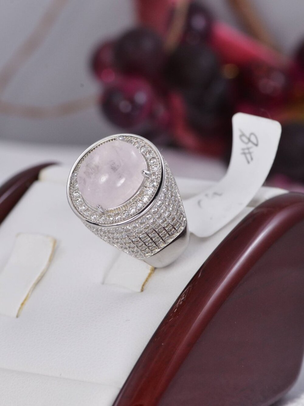 Natural Morganite Ring 925 Sterling Silver, sz 8